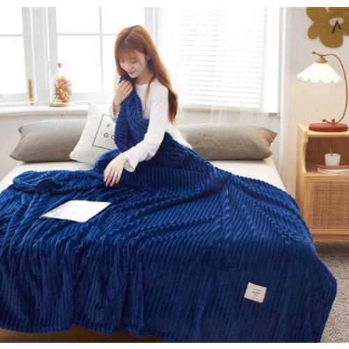 180*200CM Blue High-end Autumn And Winter Coral Fleece Blanket Childrens shool Office Lunch Break Blanket Cover Blanket
