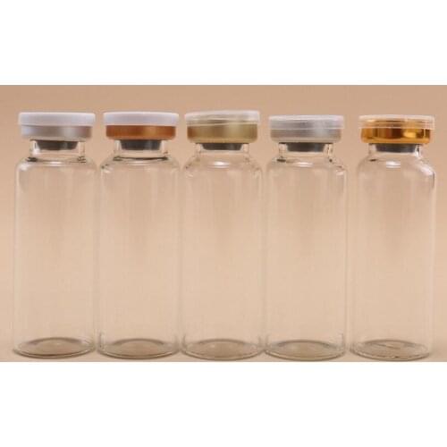 20ml clear glass vial with silicone stopper with flip off cap, 20ml glass bottle, cosmetic packaging container Wholesale