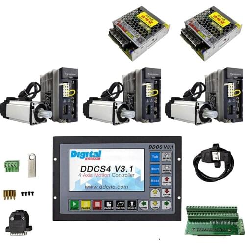 3-axis CNC kit ddcsv3.1 motion control system 750W servo motor kit Z-axis with brake, with emergency stop electronic handwheel