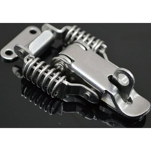 304 Stainless Steel Double Spring Hasps with Lockhole Lock Catch Hasp Wooden Case Box Padlock Buckle 2pcs