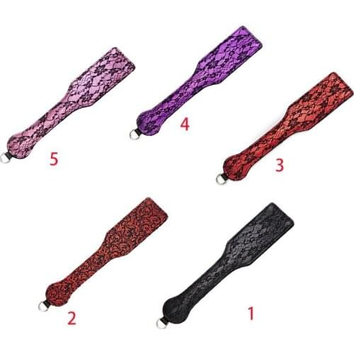 6.7x34.5cm Sexy BDSM Medium Faux Leather Whip Flogger Rectangle Floral Lace Spanking Paddles Couple Flirting Sex Toys