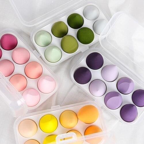 8 pcs New Beauty Egg Set Gourd Water Drop Puff Makeup Puff Set Colorful Cushion Cosmestic Sponge Egg Tool Wet and Dry Use