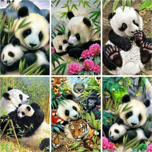 Huacan Diamond Embroidery Complete Kit Panda 5D DIY Diamond Mosaic Painting Animals Modular Pictures Decoration For Home