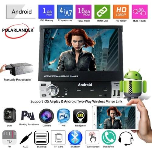 Car Radio 1 Din FM SD Card U Disk Bluetooth HD GPS Navigation Android 7 Inch Full Touch Mobile Phone Cast Telescopic Screen