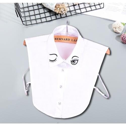 White Women Fake Collar Shirt Black Detachable Solid Lapel Necklace Plaid Removable Half Shirt Fake False Collar Lace Faux Col