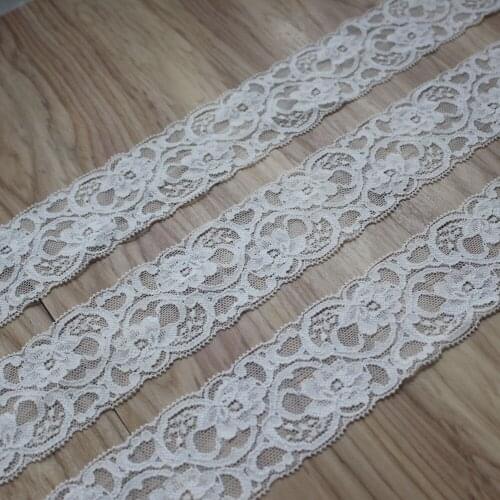 50y 6cm Off-White Soft Stretch Elastic Spandex Lace Trim for Women Top Bra Underwear Clothing Sewing Decorations