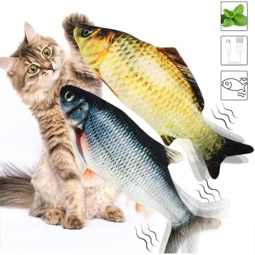Electric Flopping Fish Realistic Moving Fish Cat Toys Wiggle Fish Catnip Toys Motion Kitten Toy Funny Plush Interactive Cats
