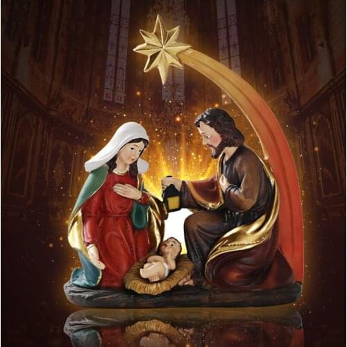 Gospel Relic Church Home Decorations Nativity of Jesus Holy Family Statue ornaments