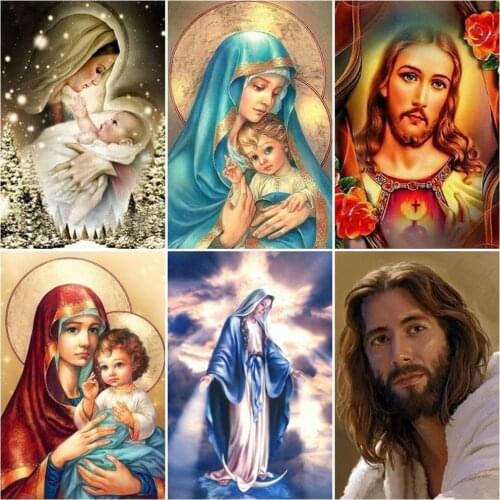 HUACAN DIY Diamond Painting Full Square Religious Icon Diamond Embroidery Cross Stitch Mosaic Home Decor Gift