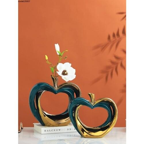 European-style Ceramic Hollowed Out Golden Flowerpot Luxury Green Gilt Flower Arrangement Container Hydroponic Decoration Vase