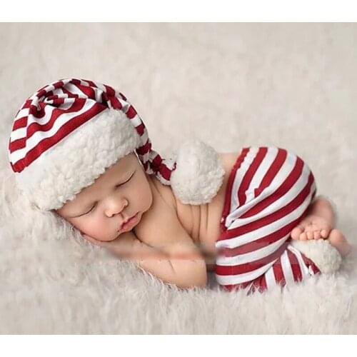 2Pcs Baby Infants Stripe Crochet Hat+Shorts Set Newborn Infant Photography Props B36E