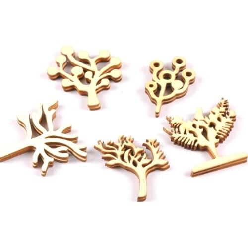 10pcs creativity tree Pattern Wooden Scrapbooking for wood decoration Handmade Accessory Sewing Home Decoration m2118