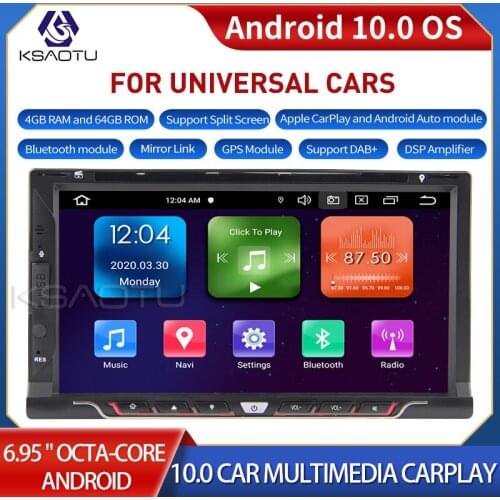 KSAOTU 6910 6.95" 8-Core Android 10.0 Car Stereo Carplay DSP DAB+ GPS WiFi USB DVB-T 4G TPMS Canbus OBD2 For universal cars