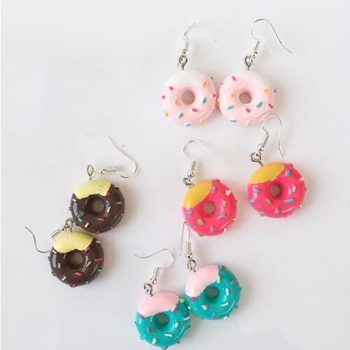 1Pair Summer Drop Earring For Women Resin Drop Custom Made Handmade Cute Cookies Macaron Cake Food Donuts Jewelry Gifts