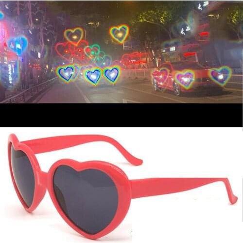 2021 Fashion Love Heart Shaped Effects Glasses Watch The Lights Change to Heart Shape At Night Diffraction Glasses Sunglasses