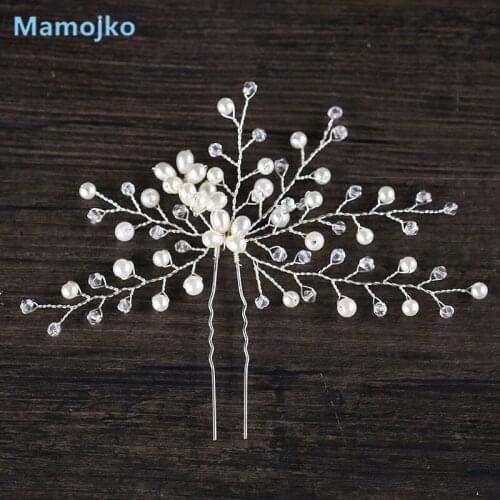 Mamojko Fashion Beads Pearl Bride Hairpins Comb for Hair Women Flower Hair Pin Stick Wedding Dress Accessories Head Jewelry