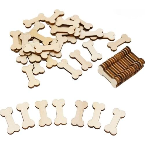 20PCS Unfinished Wood Dog Bone Cutouts Unfinished Wooden Embellishment for DIY Projects, Gift Tags, Home Decoration