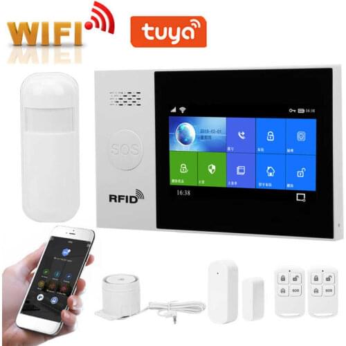 WIFI+GSM+GPRS 4.3in TFT Touch Screen Burglar Alarm Colorful Display Systerm for Tuya 100-240V