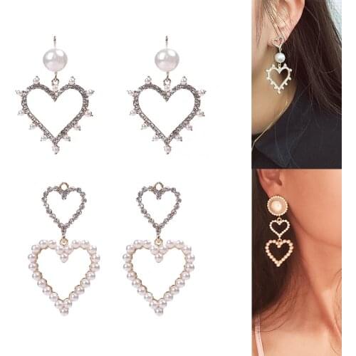 2020New 50Pcs Rhinestone and Pearl Heart Love button for DIY Jewelry Earrings and necklace pendants or hair accessoriess