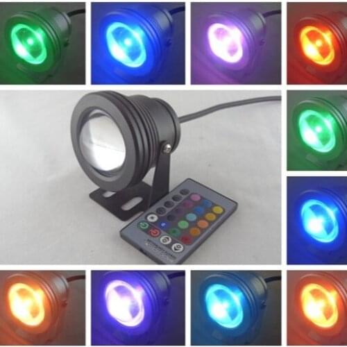Remote Control 10w 12v Water Resistant RGB warm white/white LED Underwater Light Lamp for Landscape Fountain Pond Lighting
