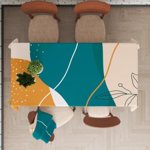 Teal and mustard Botanical tablecloth Dining room décor