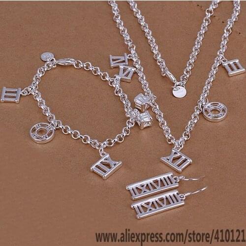 S115 Hot High Quality Anniversary Jewelry Sets,Wholesale Jewelry Elegant Charms Fashion Hollow Roman Earrings Three-Piece