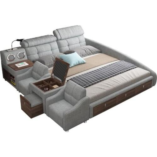 Smart bed frame camas кровать двуспальная lit beds ???? muebles de dormitorio мебель speaker bluetooth LED USB charging dresser