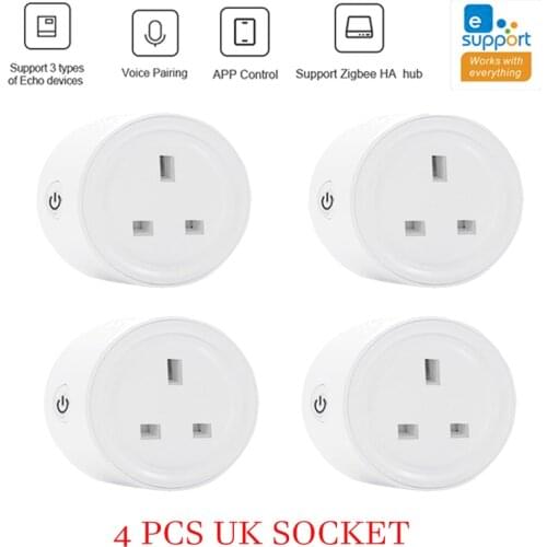 EWelink ZigBee UK Socket Plug WiFi Smart Socket Power Plug Outlet Remote Control Works With Amazmart Home Compatible With Google