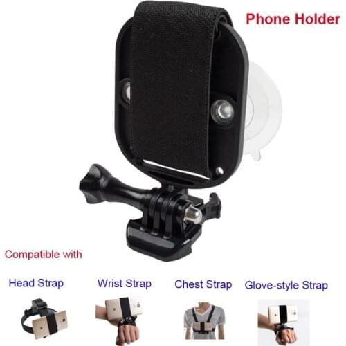 Phone Suction Cup Holder Universal for iPhone X/8/7 Plus/6 6 6Plus Huawei Samsung Fits for Gopro Chest/ Head/ Wrist Strap Mounts