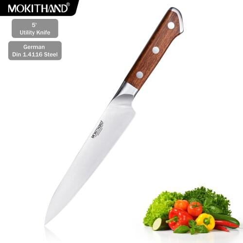 5 Inch Utility Knife Professional Kitchen Knives German 1.4116 Steel Japanese Chef Knife Fruit Meat Vegetables Wood Handle