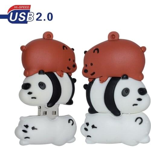 USB Flash Cartoon Animals Usb flash drive 64gb 32gb 16gb 8gb 4gb Cute Bare bear cartoon usb2.0 Stick pen drive 128gb flash drive