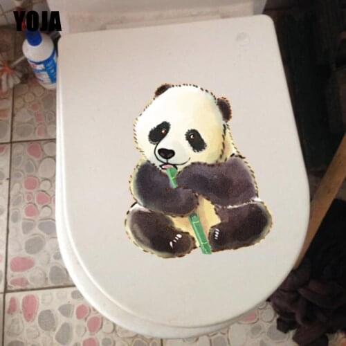 YOJA 18.2X21.1CM Cartoon Pandas Eating Bamboo Bedroom Home Decor Toilet Decal Wall Sticker Modern Art T3-1106