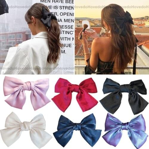 Fashion Ribbon Big Bow Hairgrips Cute Hairpin for Women Girls Satin Trendy Ladies Hair Clip New Barrette Hair Accessories