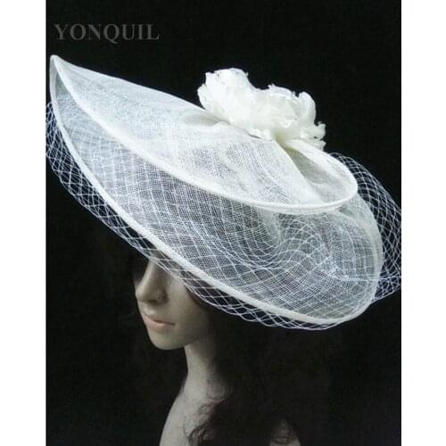 Vintage Big Derby Royal Sinamy Fascinatos Hat With Headbands Flower Headwear Bridal Hair Accessories Lady Party Millinery FS70