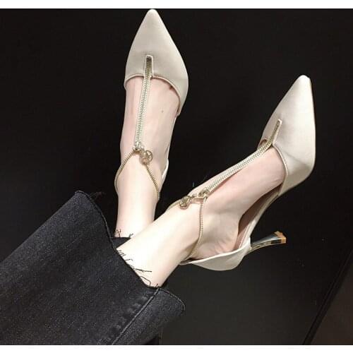 Womens shoes 2021 summer new fashion Korean zipper high heels all-match sexy pointed stiletto sandals