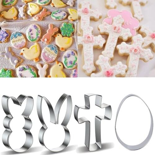 1pcs Cookies Cutter Mold Easter Eggs Rabbit Chick Carrot Cross Shaped Cutter Tools Home Baking Cake Baking Mould Supplies