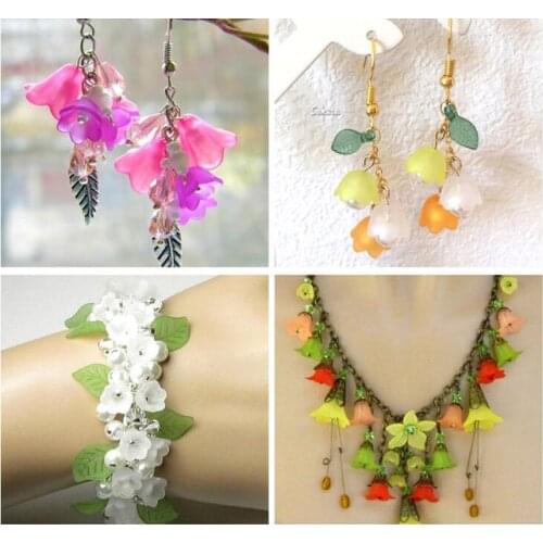 Free Shipping Wholesale 200pcs/lot Orange Lily Flower Frosted Acrylic Spacer Cap Charm Beads Lucite 14mmx10mm