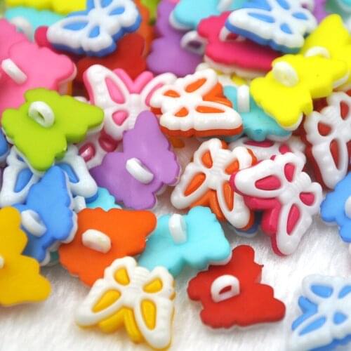 100pcs Plastic Mix Butterfly Buttons Sewing Craft Back Holes PH119