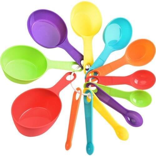 12pcs Multicolor Kitchen Measure Set Professional Home Measuring Cup Kit Plastic Handle Kitchen Measure Tool Cocina Accesorio