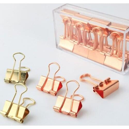 19mm Solid Color Rose Gold Metal Binder Clips Notes Letter Paper Clip Home Office Storage Supplies ZA6807