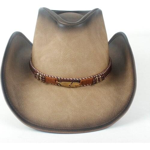 2019 New Fashion Western Cowboy Hat For Women Men Leather Sombrero Hombre Jazz Caps