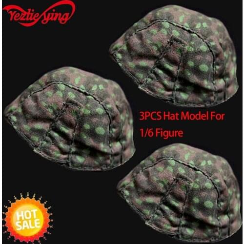 3PCS/Set 1/6 Scale DRAGON Cover Camouflage WW2 GERMAN HELMET Solider Hat/Cap for 12" Soldier Action figure Clothes accessories