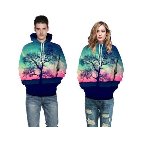 3D scenery printing pullover hoodies for women casual loose plus size sweatshirts couples baseball suits