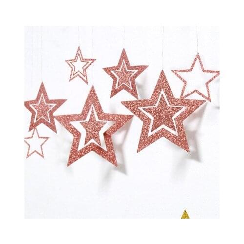 7pcs/set Colorful Star Paper Garlands Wall Hollow Pendant Hanging Kids Happy Birthday Party Baby Shower Wedding Decorations