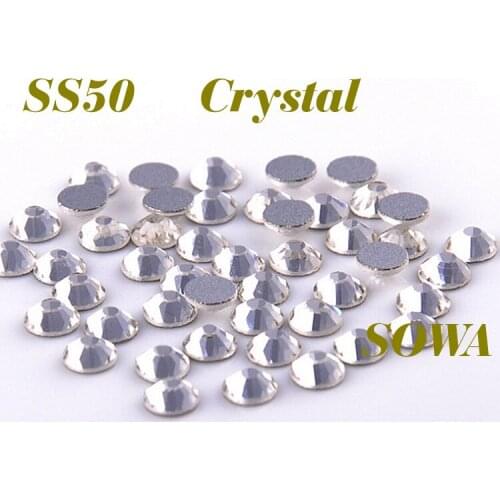 Free Shipping 144pcs/Lot SS50 (11.7-12.0mm) Crystal Flat Back Glue on ( Nail Art ) Non Hot Fix beads