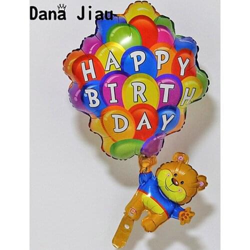 Big 78*49 Cm Lovely Bear Happy Birthday Foil Balloon Party Decorations childrens' Day Gift Holiday Wedding Air Balls