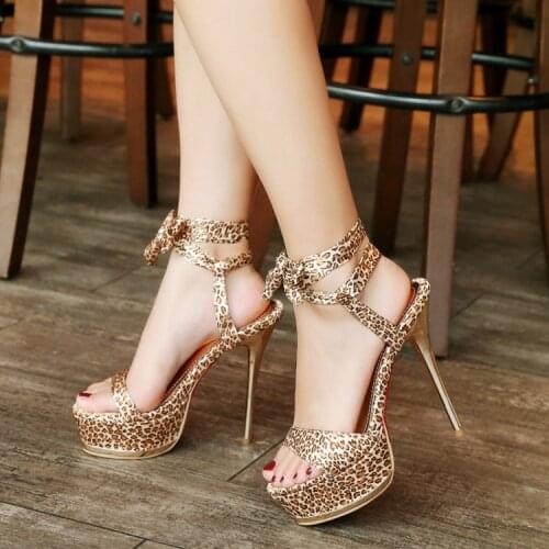 Fashion Women High Heels Sandals 13.5cm Sexy Stripper Shoes Party Pumps Shoes Woman Gladiator Platform Sandals Size 33-46 3196-6