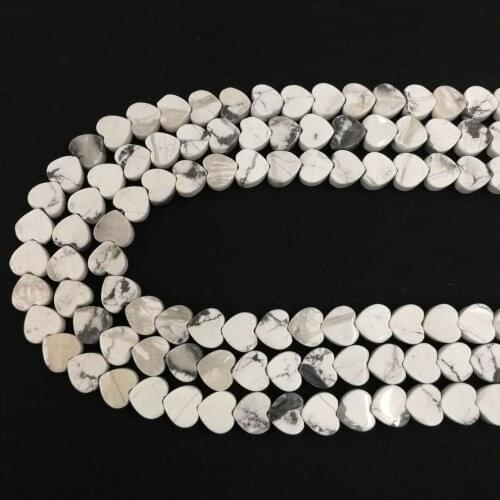 Fashion 10MM natural stone charm white calaite Heart beads for jewelry making 36pcs/lot Necklace Earring accessories wholesale