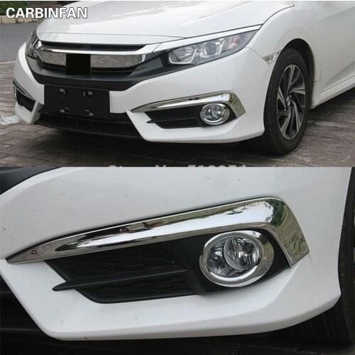 FIT FOR 2016 2017 HONDA CIVIC CHROME FRONT FOG LIGHT LAMP COVER TRIM BEZEL BUMPER HOOD INSERT LID RING FRAME GARNISH