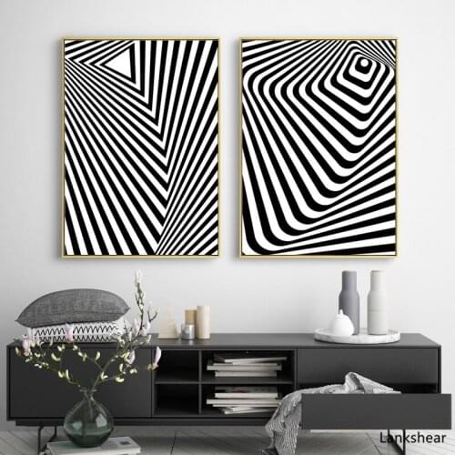 Black And White Line Geometry Abstract Canvas Art Print Painting Poster Wall Pictures For Home Decoration Bedroom HD Artwork